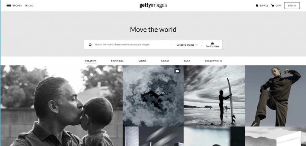 Getty Images homepage