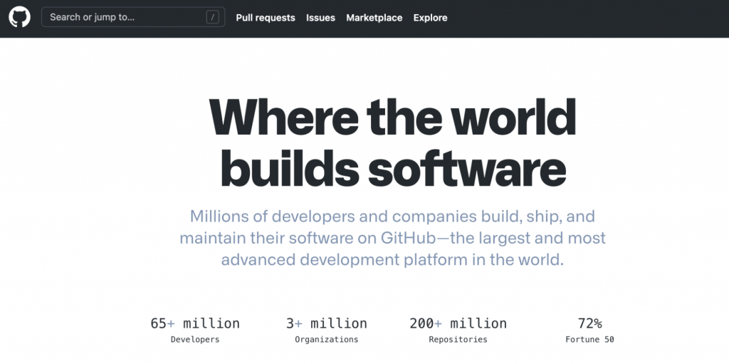 GitHub's homepage