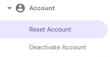 The Reset Account button in hPanel