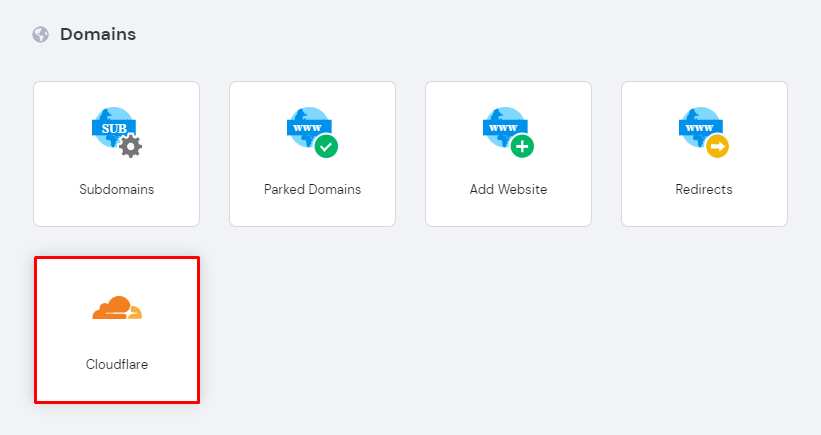 The Cloudflare button on hPanel.