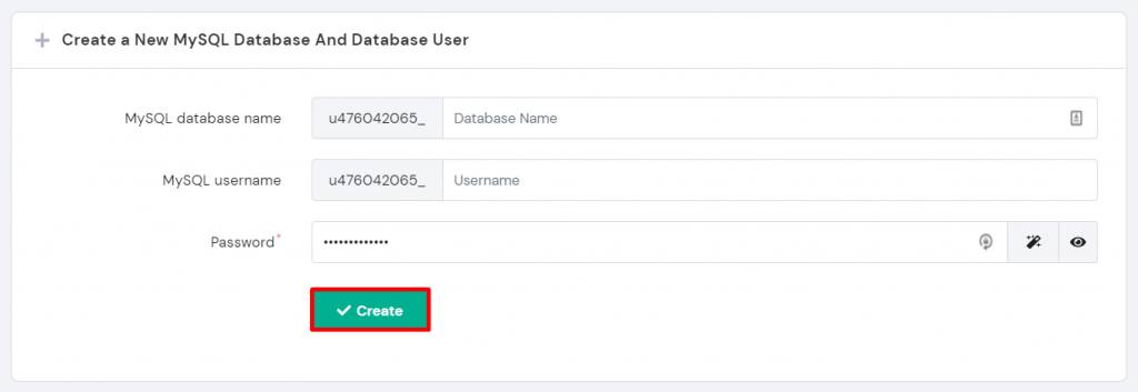 Creating a new MySQL database and database user on hPanel