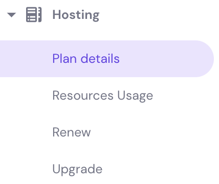 The Plan details button on hPanel