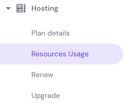 The Resources Usage button on hPanel