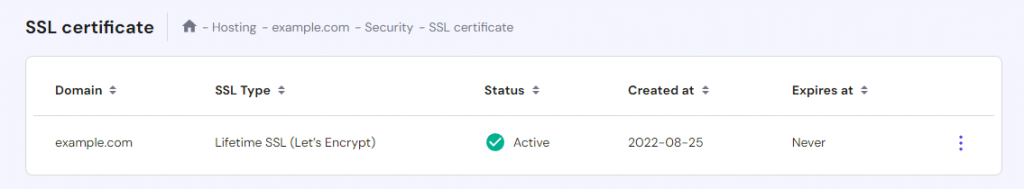 hPanels' SSL certificate installation completed