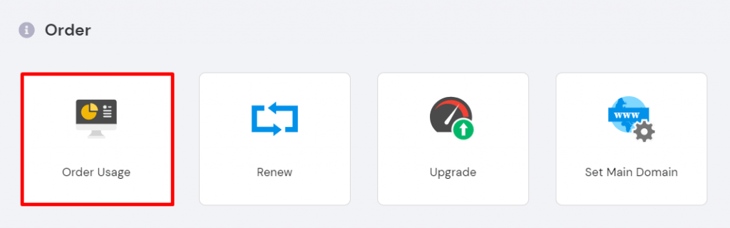 Order Usage button under the Order section on hPanel