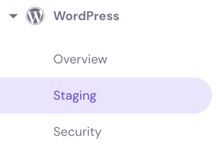 The Staging button on hPanel