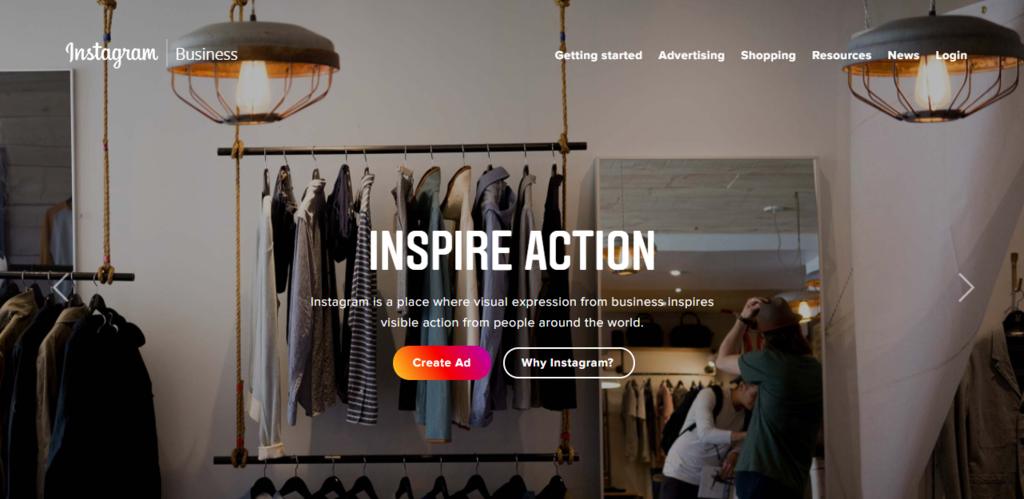 Instagram Business webpage