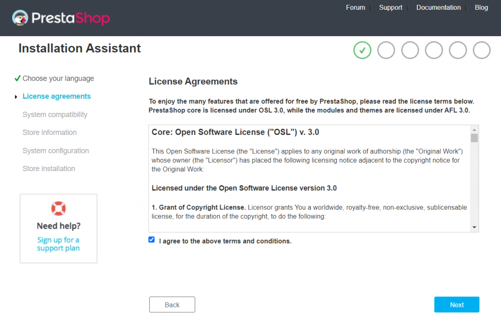 PrestaShop license agreements