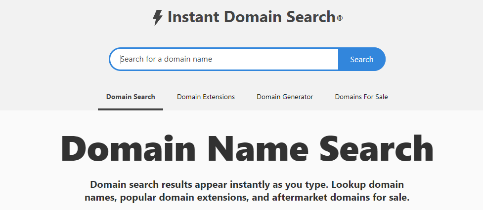 Instant domain search.
