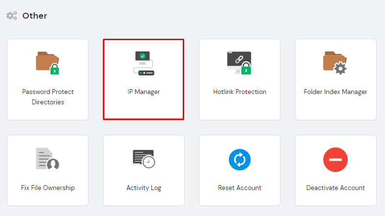 IP Manager button on hPanel.