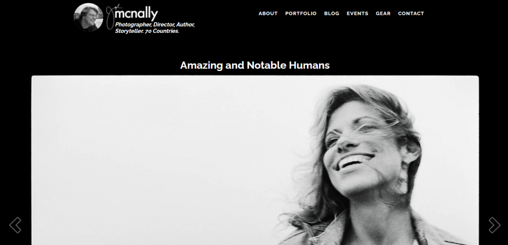 The Joe McNally website homepage.