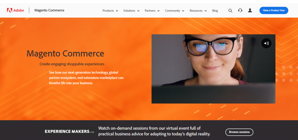 Magento's homepage.