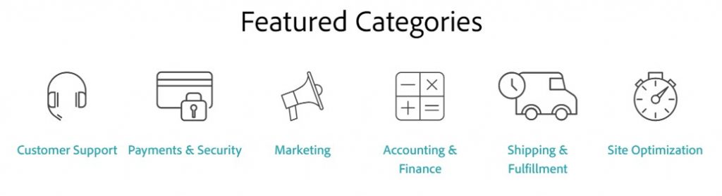 Magento Marketplace's featured categories
