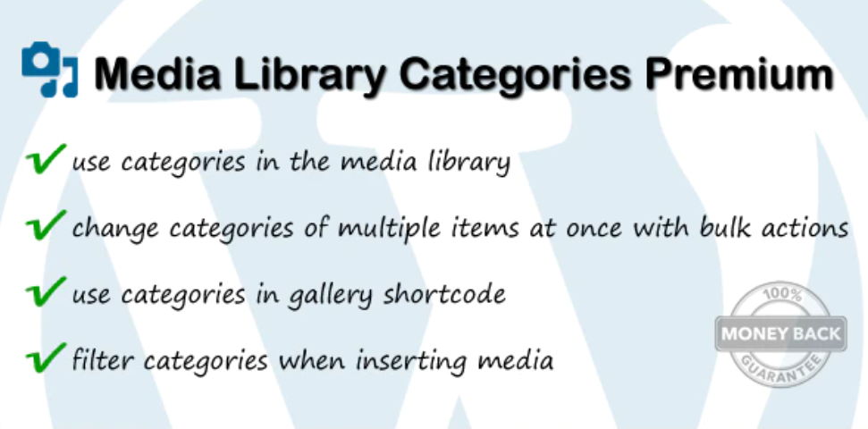 Media Library Categories Premium plugin banner on the CodeCanyon website