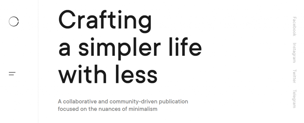The Minimalism Life blog homepage.
