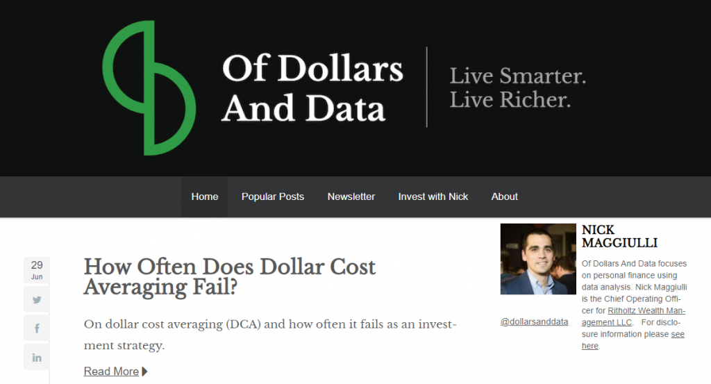 The Of Dollars And data website homepage.
