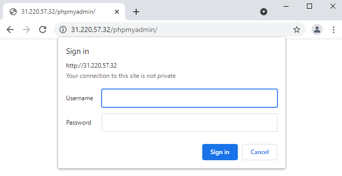 Additional authentication for phpMyAdmin.