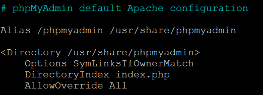 .htaccess override in phpMyAdmin configuration file