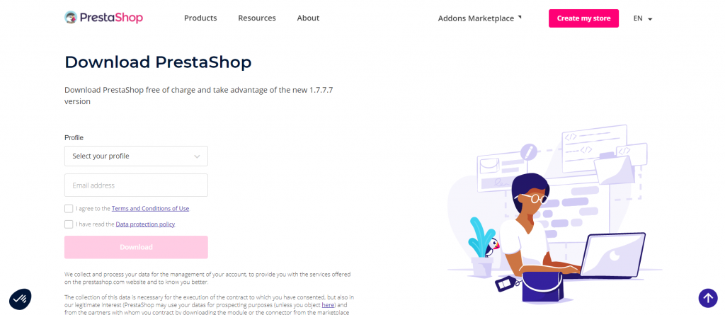 PrestaShop's official download webpage