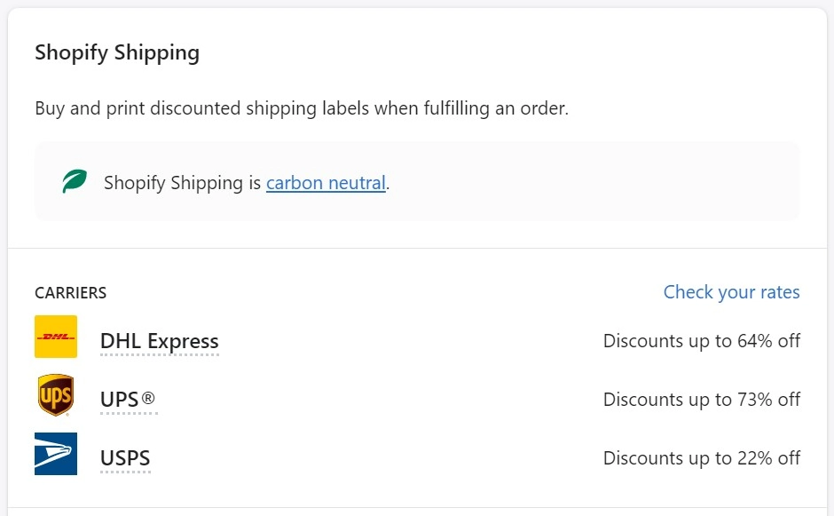 Shopify تسميات الشحن والأسعار