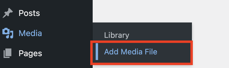 WordPress add media file option