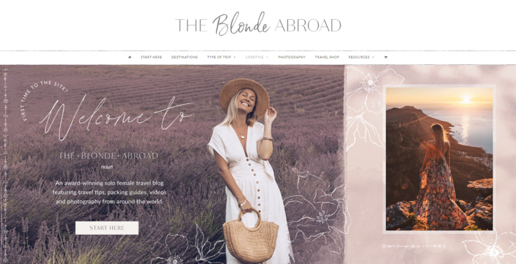 The Blonde Abroad website homepage.