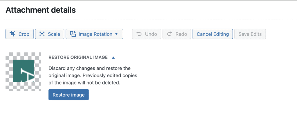 Image restoration options in WordPress