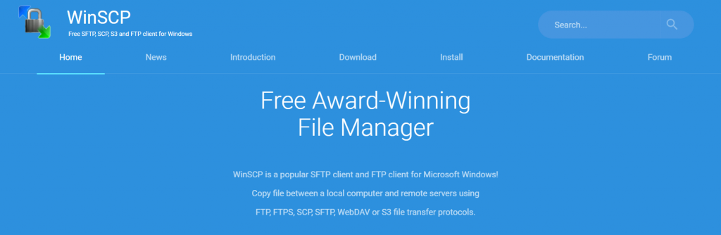 صفحه اصلی سرویس گیرنده WinSCP FTP.