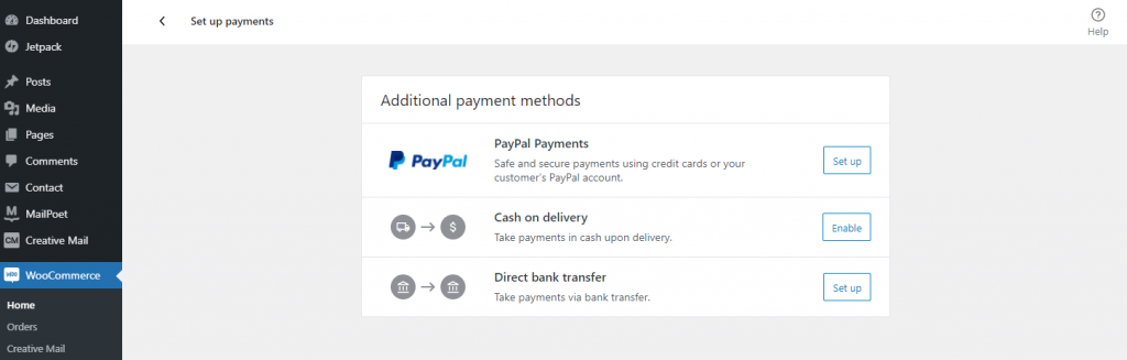 How to set up payment methods on WooCommerce