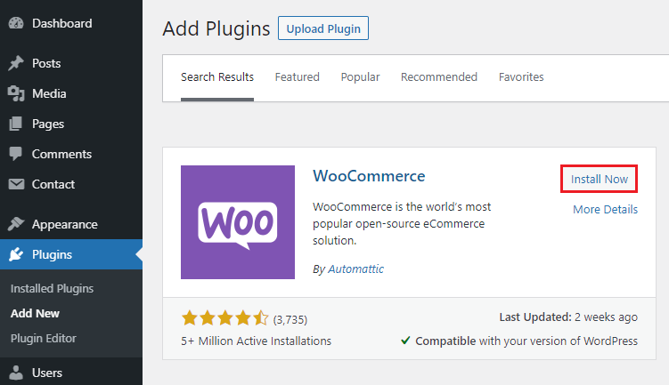 How to install WooCommerce plugin on WordPress