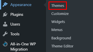 Theme navigation on WordPress dashboard