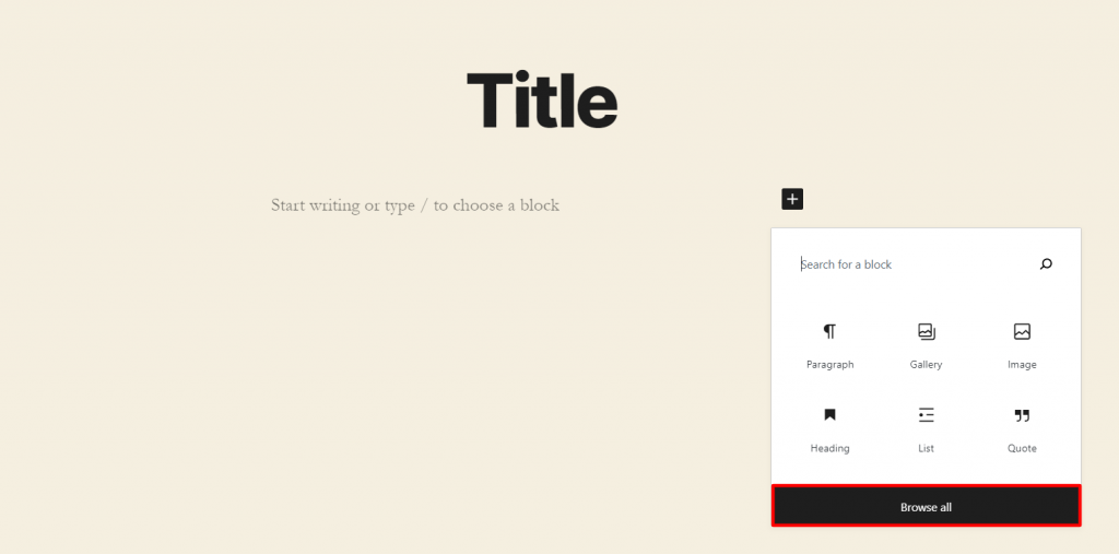 WordPress Gutenberg editor with multiple block types presented
