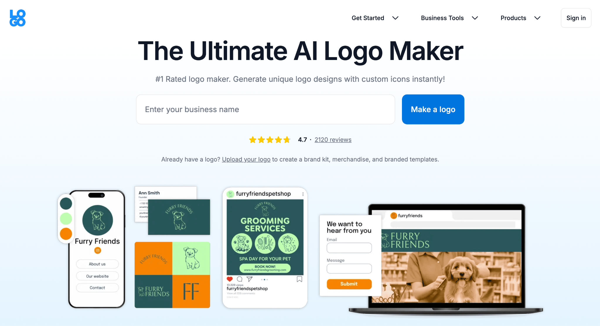 Homepage of LOGO.com