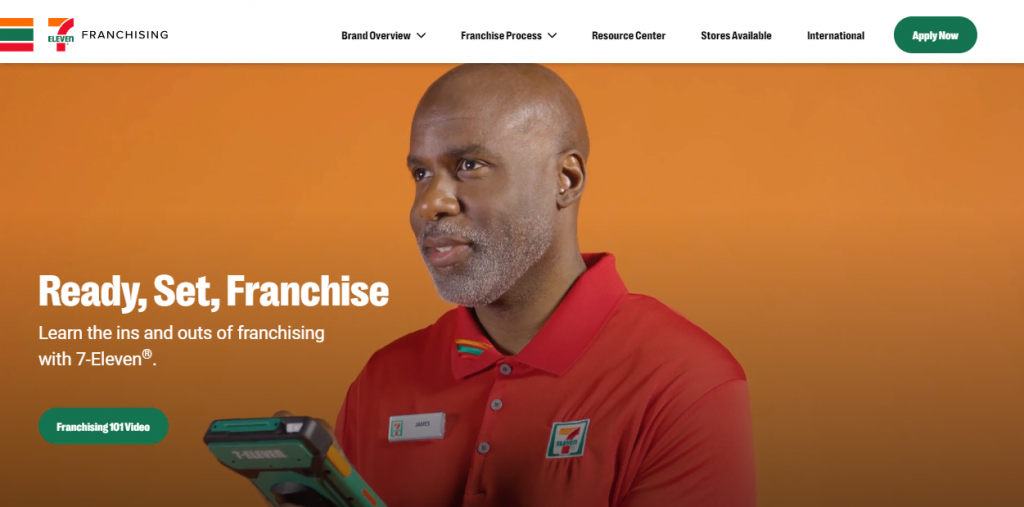 Page d'accueil du sous-domaine de la franchise sur le site web de 7-Eleven