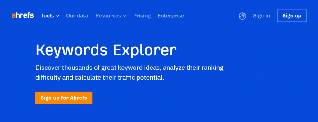 Page Keywords Explorer sur le site Ahrefs