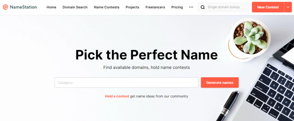 NameStation domain name generator landing page