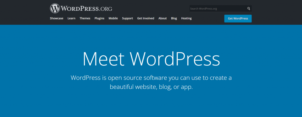 The homepage of WordPress.org