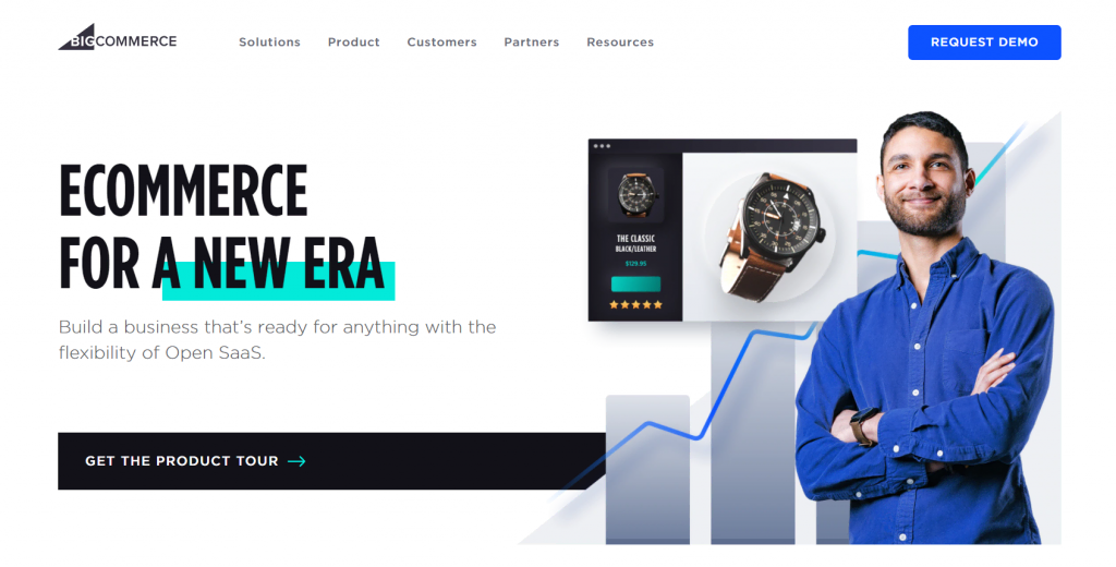 The landing page of BigCommerce.