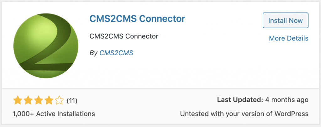 Captura de tela da instalação do plug-in CSM2CMS