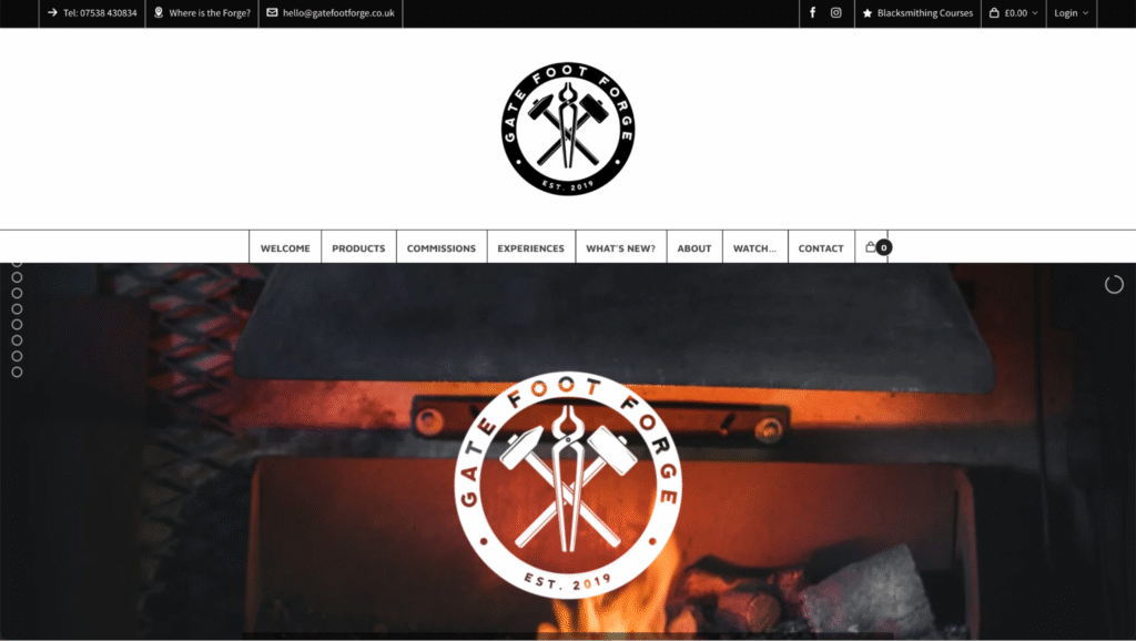 Gate Foot Forge landing page