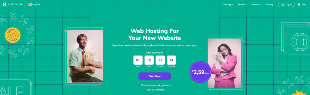 Hostinger - web hosting for your new website. 