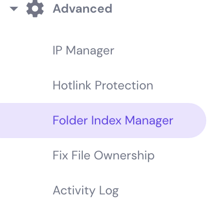 Index Manager button on hPanel