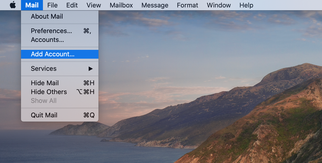 Add Account button on Mac Mail.