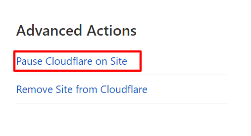 Clicking to pause Cloudflare on your site.