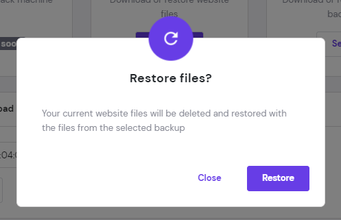 Confirmation message whether to restore files. 
