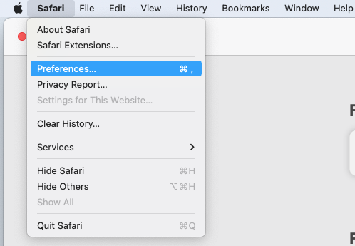 On the Safari menu, select Preferences.