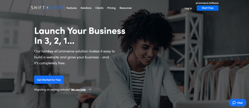 Shift4Shop eCommerce platform homepage.