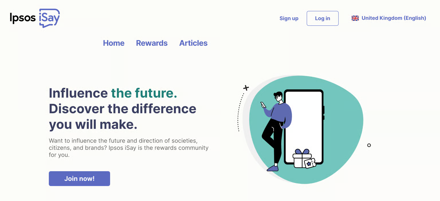 Ipsos iSay home page
