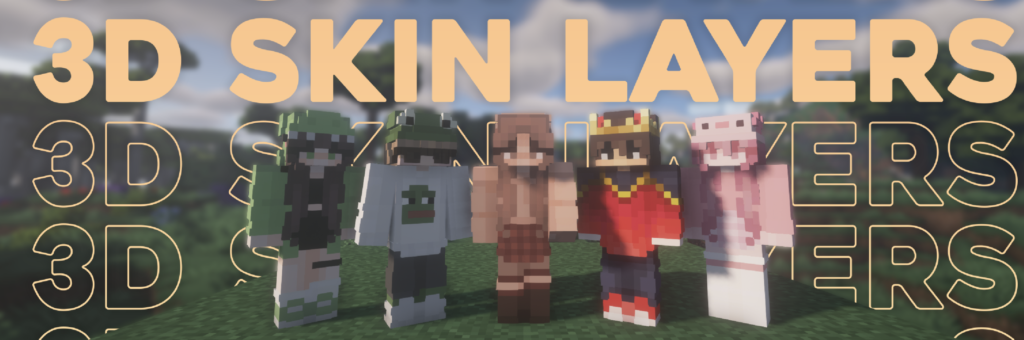 3D Skin Layers mod for Minecraft rendering player skin overlays in 3D