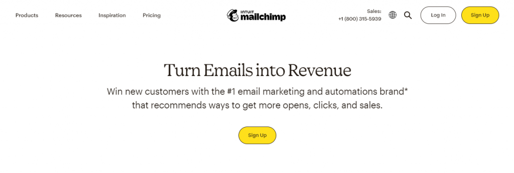 Mailchimp website homepage
